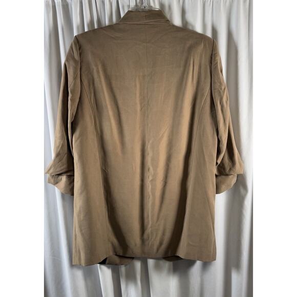 ZARA Flowy Ruched Sleeves Oversized Open Blazer, Khaki/ Taupe, Sz: M, 84-15 - Picture 3 of 16